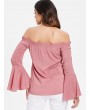 Flare Sleeve Bare Shoulder Blouse - Pink L