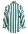 Striped Print Drop Shoulder Shirt - Light Sea Green M