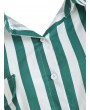 Striped Print Drop Shoulder Shirt - Light Sea Green M