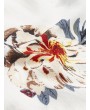 Floral Print Casual Keyhole Blouse - White M
