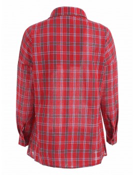 Chest Pocket Plaid Casual Shirt - Red Xl