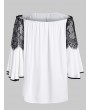 Elastic Off The Shoulder Lace Panel Blouse - White S