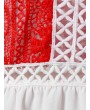 Two Tone Lace Crochet Peplum Blouse - White M