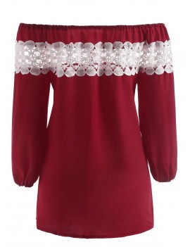 Panel Off The Shoulder Top - Red M