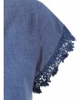 Crochet Panel Longline Blouse - Blue Koi L