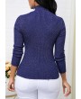 Mock Neck Blue Long Sleeve Sweater