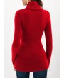 Lace Up Long Sleeve Red Sweater