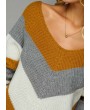 Chevron Pattern Asymmetric Hem Long Sleeve Sweater