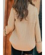 Long Sleeve Turtleneck Beige Knitting Sweater