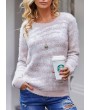 Long Sleeve Round Neck Pink Sweater