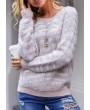 Long Sleeve Round Neck Pink Sweater