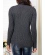 Button Decorated Turtleneck Long Sleeve Sweater