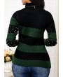 Mock Neck Bead Embellished Color Block Sweater