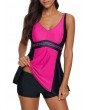 Color Block Wire Free Swimdresss and Shorts