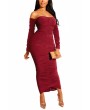 Off Shoulder Bodycon Dress Ruched Ruby