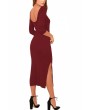 Solid Half Sleeve Midi Dress Ruby