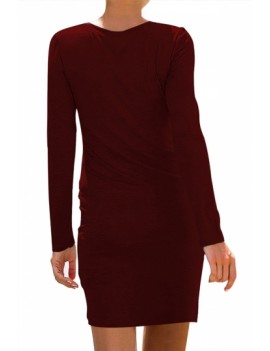 Ruched Long Sleeve Bodycon Dress Ruby