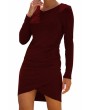 Ruched Long Sleeve Bodycon Dress Ruby