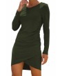 Casual Pleated Bodycon Dress Olive