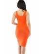 Women Scoop Neck Midi Casual Bodycon Tank Dress Orange
