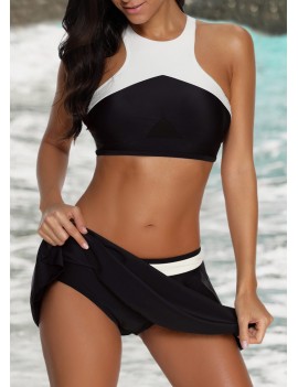 Strappy Back Color Block Padded Two Piece Swimwear