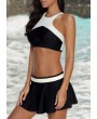 Strappy Back Color Block Padded Two Piece Swimwear