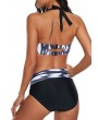 Halter Neck Printed Twist Front Bikini Set
