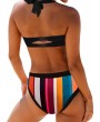 Halter Neck Printed Color Block Bikini Set