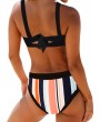 Tie Back Multicolor Striped Bikini Set