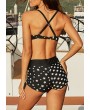 Criss Strap Polka Dot Print Drawstring Side Bikini Set