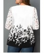 Plus Size Floral Print Lace Panel T Shirt