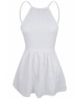 Sleeveless Backless With Pocket Plain Mini Skater Straps Dress White