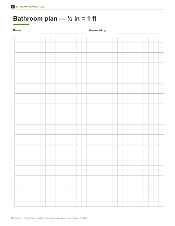 Preview of Printable Bathroom Graph Paper Sheet